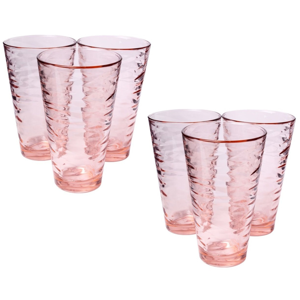 Jogo de Copos em Vidro Rosa Carisma com 06 peças 330ml Conjunto de Copos Trabalhado Jogo de Copos em Vidro Rosa Carisma com 06 peças 330ml Conjunto de Copos Trabalhado