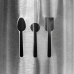 Porta Talheres com Concha, Escumadeira, Colher de Arroz, Garfo de Churrasco - Inox