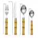 Faqueiro 24 Peças Inox Cabo Plástico Estilo Bambu