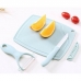 Kit Cortar e Descascar Frutas e Legumes 3 Pe&ccedil;as Faca Descascador Tabua Corte 