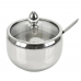 A&ccedil;ucareiro de Mesa em Inox com Tampa de Vidro e Colher