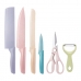 Jogo de Facas Premium 6 Pe&ccedil;as A&ccedil;o Inox Cabos Coloridos com Tesoura e Descascador