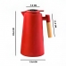 Garrafa T&eacute;rmica Inox 1 Litro Cabo Madeira Caf&eacute; Ch&aacute; Preta Elegante