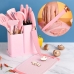Jogo Utens&iacute;lios Cozinha Rosa 19 Pe&ccedil;as + Facas E T&aacute;bua Chef