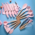 Jogo Utens&iacute;lios Cozinha Rosa 19 Pe&ccedil;as + Facas E T&aacute;bua Chef