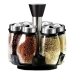 Porta Tempero Giratório Inox 6 Potes de Vidro 120ml Premium