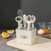 Kit Utens&iacute;lios Cozinha Conjunto 6 Pe&ccedil;as com Suporte Organizador Branco