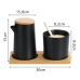 Kit Galheteiro Gourmet Cerâmica Black & Bambu: Elegância e Organização para sua Mesa