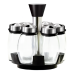 Porta Tempero Giratório Inox 6 Potes de Vidro 120ml Premium