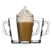 Jogo 3 Canecas Vidro 230ml Caf&eacute; Cappuccino Ch&aacute; com Al&ccedil;a Lateral Transparente