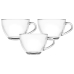 Jogo de 3 X&iacute;caras Vidro 250ml Caf&eacute; Ch&aacute; Transparente com Al&ccedil;a Lateral