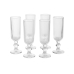 Jogo 6 Ta&ccedil;as Champagne Vidro 170ml Canelado Ta&ccedil;a Espumante com Borda Dourada