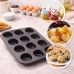 Forma Pão Queijo, Cupcake, Ovos de Forno/Omeletes, Antiaderente 12 Cavidades Aço Carbono