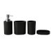 Kit Banheiro Preto com Bambu: 4 Pe&ccedil;as (Dispenser, Porta Escova, Copo, Saboneteira)