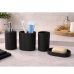 Kit Banheiro Preto com Bambu: 4 Pe&ccedil;as (Dispenser, Porta Escova, Copo, Saboneteira)