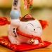 Maneki Neko Gato Sorte Porcelana Calda Longa com Almofada Decoração Oriental