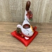 Maneki Neko Gato Sorte Porcelana Calda Longa com Almofada Decoração Oriental