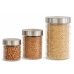 Conjunto 3 Potes Vidro Mantimentos Tampa Inox 800 1200 1600ml