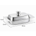 Manteigueira Porta Manteiga Inox Tampa A&ccedil;o Retangular Mesa Posta Caf&eacute; Manh&atilde;