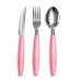 Faqueiro Jogo Talheres 12 Pe&ccedil;as Inox Cabo Rosa Garfo Faca Colher