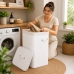 Cesto Roupa Bambu 70 Litros Tampa Lavanderia Banheiro Retangular Branco
