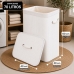 Cesto Roupa Bambu 70 Litros Tampa Lavanderia Banheiro Retangular Branco