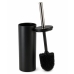Escova Sanitaria Vaso Suporte Aco Inox Preta Banheiro Limpeza Cantos Dificeis 