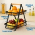 Fruteira de Mesa 2 Andares Aramada em Metal e Madeira Organizador de Frutas e Legumes