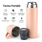 Garrafa Térmica Carisma Rosa 500ml - Aço Inox - 3 Copos - 12h Quente/Frio