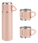 Garrafa Térmica Carisma Rosa 500ml - Aço Inox - 3 Copos - 12h Quente/Frio