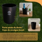 Kit Banheiro 6 Pe&ccedil;as Preto Bambu Pl&aacute;stico Lixeira Saboneteira Porta Escova Organiza&ccedil;&atilde;o